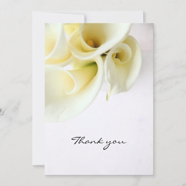 Reserve A Data Calla lilies with text space thank you card (Frente)