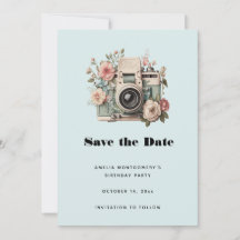 Câmera com Imagem Retro Pastel de Flores