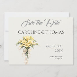 Reserve A Data Canary Yellow Romantic Freesia  Floral Wedding