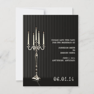 Reserve A Data Candelabra Gótico em Prata Negra Salvar Data