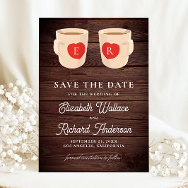 Reserve A Data Canecas De Café De Madeira Rústica Casamento Fofo