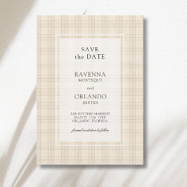 Reserve A Data Capa de Casamento Xadrez Marrom Clássico Cappuccin