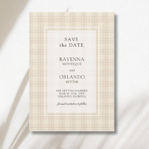 Reserve A Data Capa de Casamento Xadrez Marrom Clássico Cappuccin
