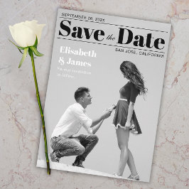 Reserve A Data Capa de Revista em Preto e Branco Foto & Tipografi