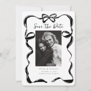 Reserve A Data Caprichoso Preto Branco Foto Laço Save the Date