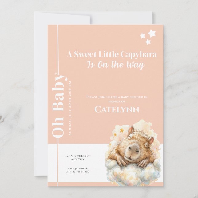Reserve A Data Capybara Baby Shower Invitation • Oh Baby (Frente)