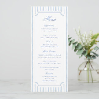 Reserve A Data Cardápio de Casamento com Listras de Aquarela Azul