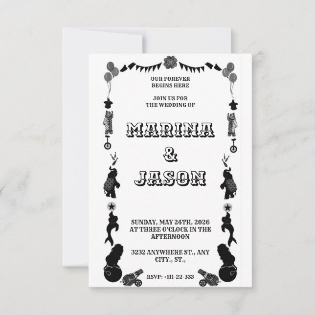 Reserve A Data Carnaval preto e branco (Frente)