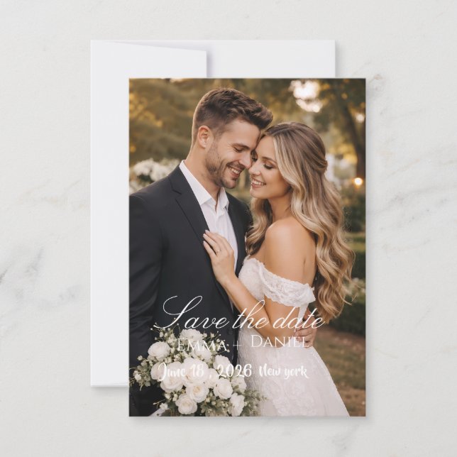 Reserve A Data "Cartão de Salvar Data de Casamento com Foto Moder (Frente)