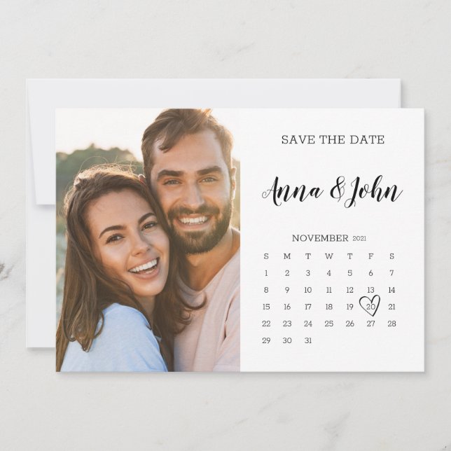 Reserve A Data Cartão-postal do Calendário com Foto para Salvar a (Frente)