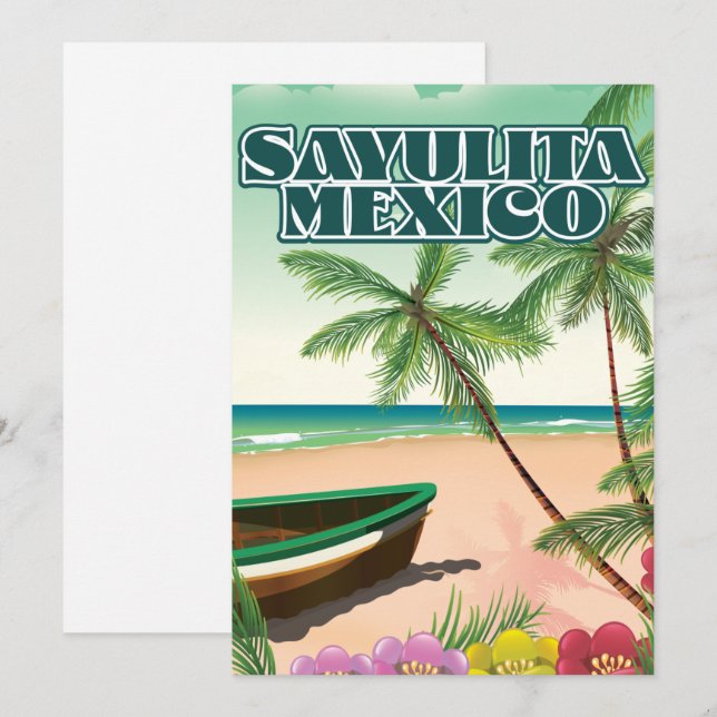 Reserve A Data Cartaz da praia de Sayulita México (Frente/Verso)
