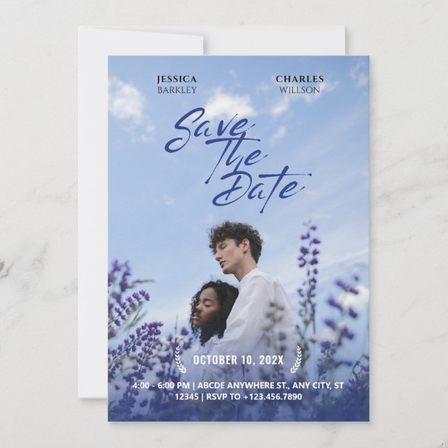 Reserve A Data cartaz de filme de natureza roxa foto de casamento (Frente)