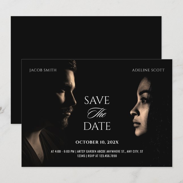Reserve A Data Cartaz de filme dramático de casamento preto escur (Frente/Verso)