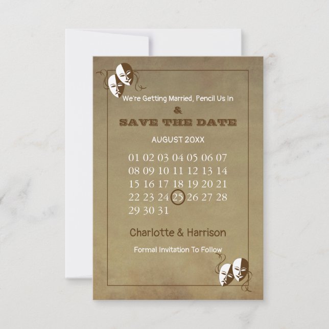 Reserve A Data Cartaz de Peça de Teatro Tema Casamento (Frente)