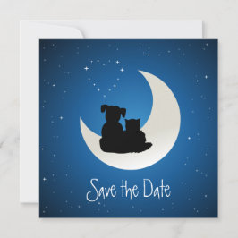 Reserve A Data Cartoon Gato e Cachorro Almas Gêmeas Salvam a Data