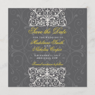 Reserve A Data Carvões personalizados e vintage branco salvam a d