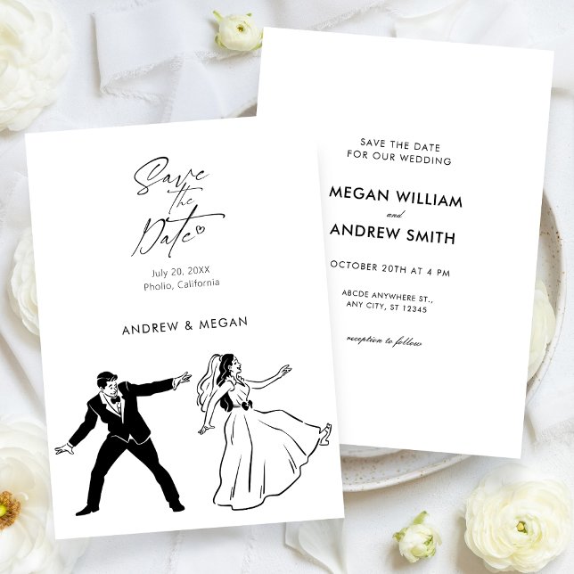 Reserve A Data Casal bonitinho de casamento divertido (Criador carregado)