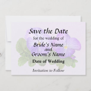Reserve A Data Casal de Amor-Perfeito Roxo Claro e Branco