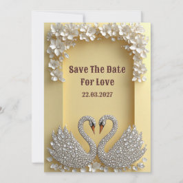 Reserve A Data Casal de Cisnes Diamantados Tema Warm Glam