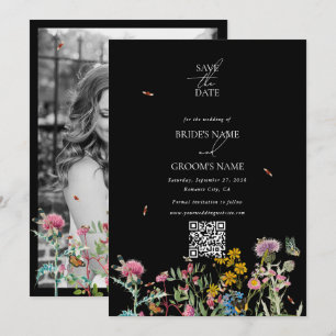 Reserve A Data Casal de Flores Silvestres Foto Casamento Preto Bo