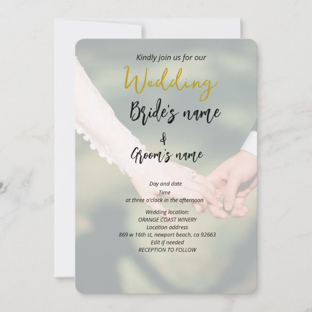 Reserve A Data casal de mãos dadas casamento (Frente)