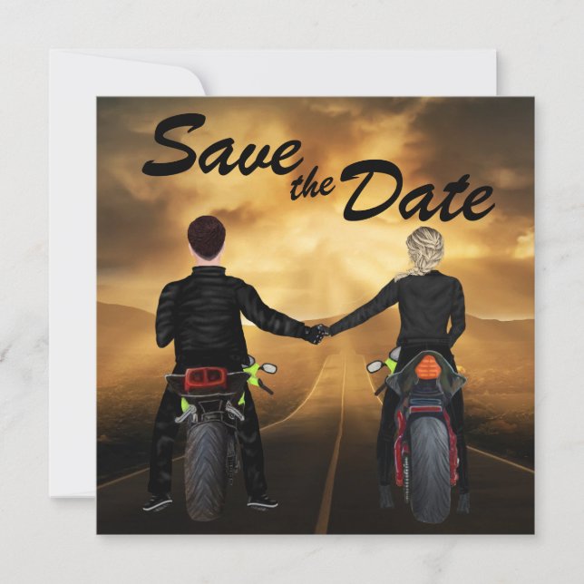 Reserve A Data Casal De Motociclos Magical Sunset Casamento (Frente)