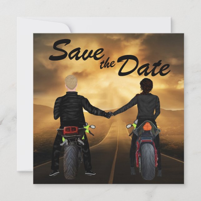 Reserve A Data Casal De Motociclos Magical Sunset Casamento (Frente)