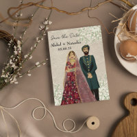 Casal Ilustrado Elegante do Sul da Ásia