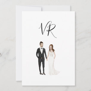Reserve A Data Casal Ilustrado Simples Terno Preto
