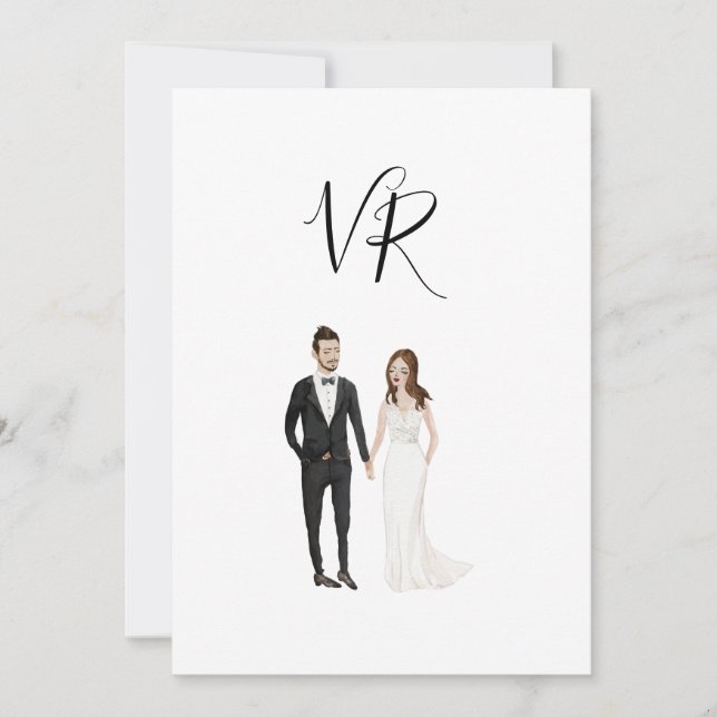 Reserve A Data Casal Ilustrado Simples Terno Preto (Frente)