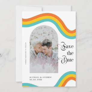 Reserve A Data Casal Rainbow LGBTQ Foto Colorida de Casamento