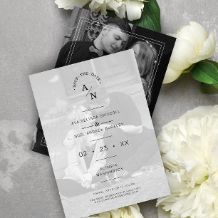 Reserve A Data Casal Simples de Caligrafia Moderna 2 Fotografias