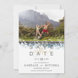 Reserve A Data Casal Simples e Elegante de Foto Engraçado