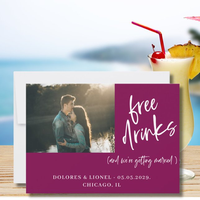 Reserve A Data Casal Vinho Foto Casamento Salvar Data (Criador carregado)