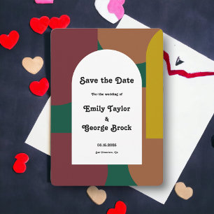 Reserve A Data Casamento Abstrato Colorido Moderno do Groovy