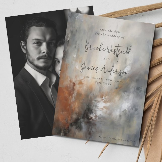 Reserve A Data Casamento Abstrato Contemporâneo Pintado à Mão (Criador carregado)