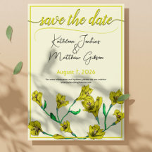 Casamento Amarelo de Aquarela Floral