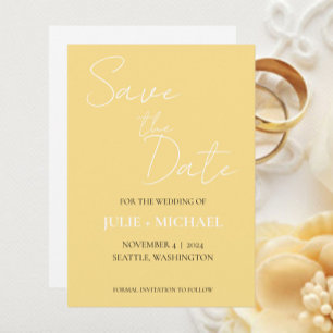Reserve A Data Casamento Amarelo de Estilo Simples
