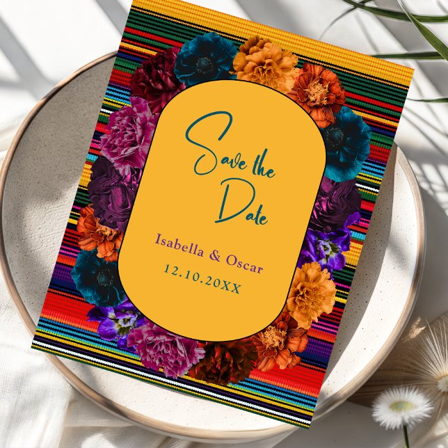 Reserve A Data casamento amarelo de flores mexicanas modernas (Criador carregado)