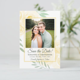 Reserve A Data Casamento Amarelo Manteiga Boho Rosas Aquarela Fot