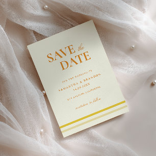 Reserve A Data Casamento Amarelo Manteiga em Letra Formal Moderna