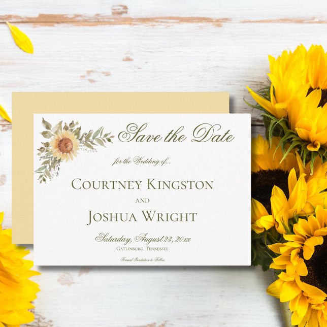 Reserve A Data Casamento Amarelo Rustic Soft Sunflower (Criador carregado)