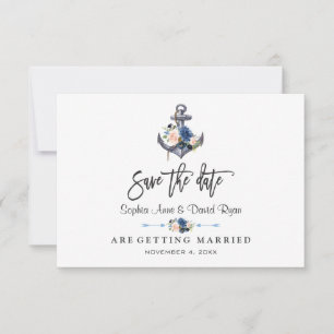 Reserve A Data Casamento Âncora Floral Rosa Náutico