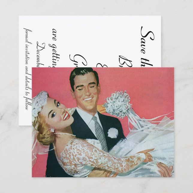 Reserve A Data Casamento Antigo Felizes Recém-Casados, Salve a Da (Frente/Verso)