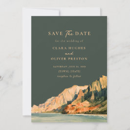 Reserve A Data Casamento ao pôr do sol em aquarela na falésia mar