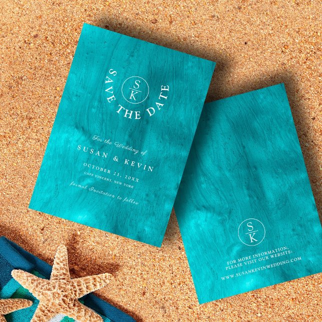 Reserve A Data Casamento Aqua Elegance Turquoise & Teal Watercolo (Criador carregado)