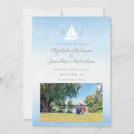 Reserve A Data Casamento Aquarela Água Encontra Céu