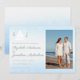Reserve A Data Casamento Aquarela Água Encontra o Céu