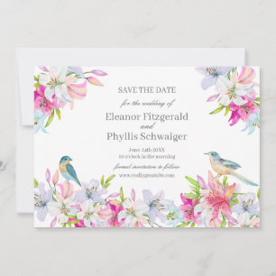 Reserve A Data Casamento Aquarela Lírios