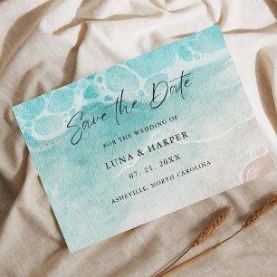 Reserve A Data Casamento Aquarela Maré Moderna Oceano